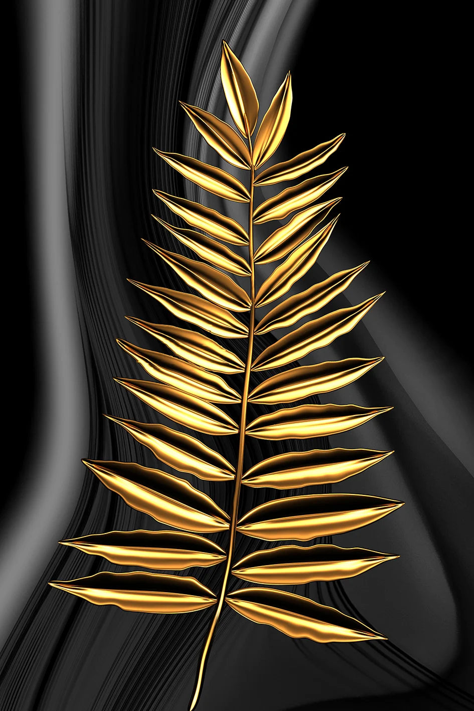 * Featured Sale * Exotic Tropical Botanical Black Golden Leaves Wall Art Fine Art Canvas Prints Pictures For Luxury Living Room Bedroom Boutique Hotel Decor