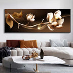 Light Luxury Black Golden Rose Floral Wall Art Fine Art Canvas Prints Wide Format Pictures For Above The Sofa Art For Above The Bed