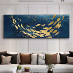 Auspicious Feng Shui Abstract Golden Fish Wall Art Fine Art Canvas Prints Wide Format Pictures For Living Room Above The Sofa Art For Above The Bed