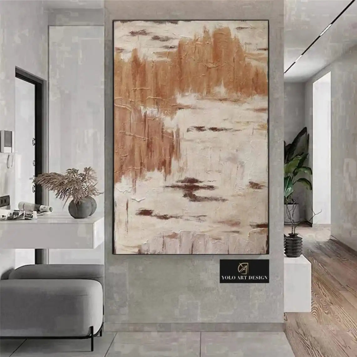 Modern Abstract Neutral Tones Color Block Wall Art Fine Art Canvas Prints Pictures For Living Room Entrance Hall Home Office Art Decor