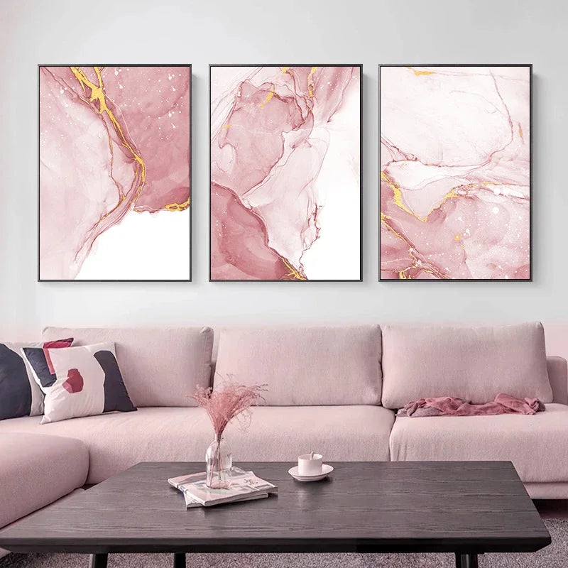 Pink Liquid Marble Print Wall Art Fine Art Canvas Prints Pictures For Living Room Bedroom Boutique Hotel Room Salon Art Decor