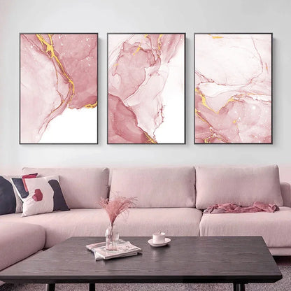 Pink Liquid Marble Print Wall Art Fine Art Canvas Prints Pictures For Living Room Bedroom Boutique Hotel Room Salon Art Decor