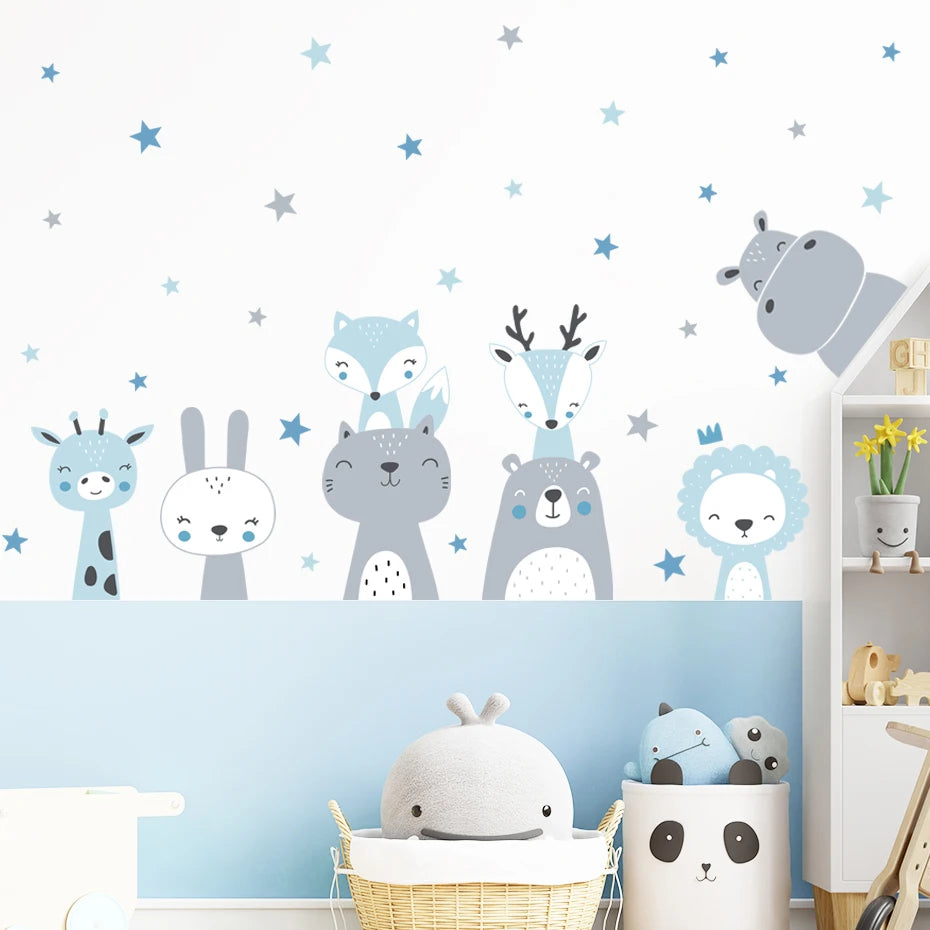 Cute Lion Giraffe Reindeer & Friends Wall Decals Removable Peel & Stick Wall Stickers High Quality Nursery Vinyl For Creative DIY Wall Decor