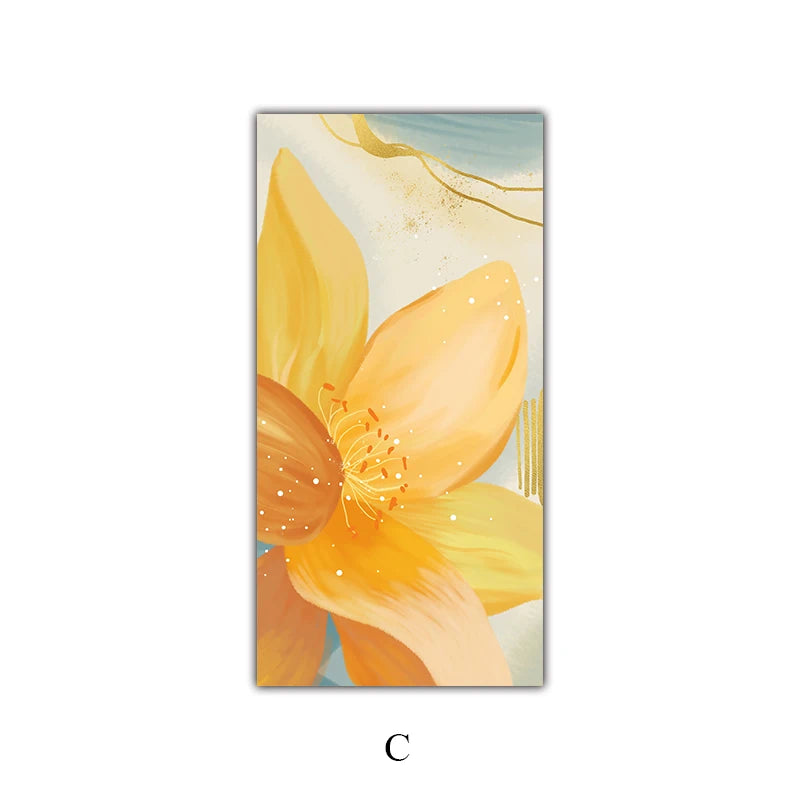 Big Floral Colorful Abstract Wall Art Fine Art Canvas Prints Orange Yellow Petal Flower Posters Pictures For Living Room Home Decor