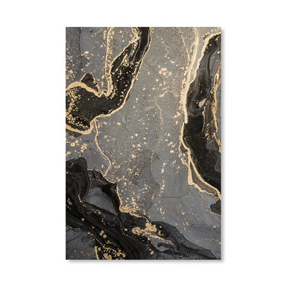 Abstract Black Gray Golden Liquid Marble Print Wall Art Fine Art Canvas Prints Pictures For Modern Apartment Living Room Home Office Decor