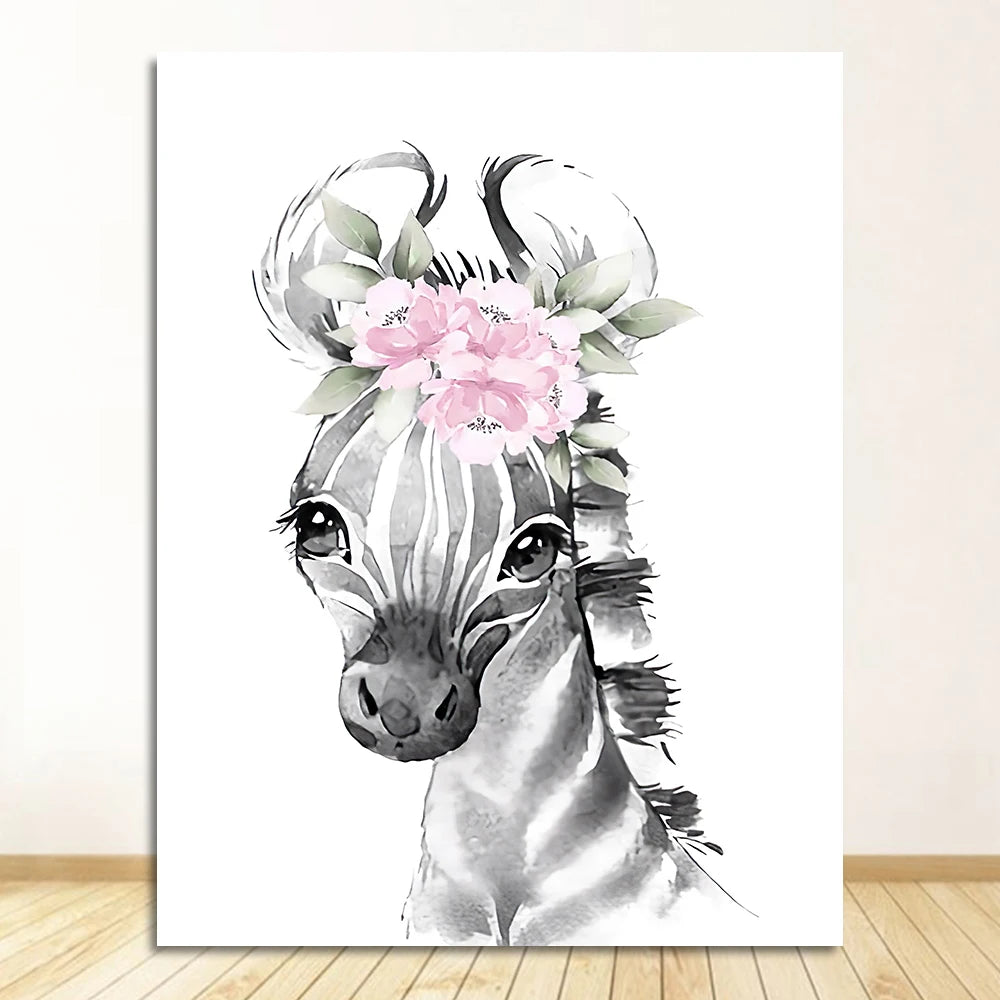 Cute Animals Nordic Nursery Posters Personalized Baby's Name Wall Art Fine Art Canvas Prints Pictures For Baby's Room Nursery Room Wall Decor 2025