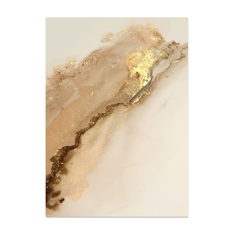 Modern Abstract Liquid Beige Golden Liquid Marble Wall Art Fine Art Canvas Prints Pictures For Luxury Living Room Chic Bedroom Art Decor