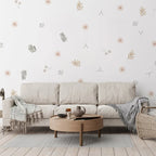 Simple Elegant Flowers & Leaves Modern Botanical Wall Stickers For Living Room Removable Peel & Stick PVC Wall Decals Creative DIY Home Decor