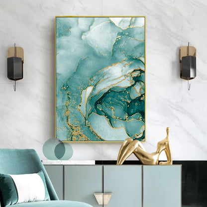 Modern Abstract Aqua Liquid Marble Prints Wall Art Fine Art Canvas Prints Pictures For Living Room Dining Room Home Office Decor