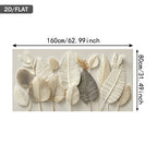 Minimalist Light Neutral Abstract Leaf Wall Art Fine Art Canvas Print Modern Botanical Artwork For Living Room Large Artwork For Above The Sofa