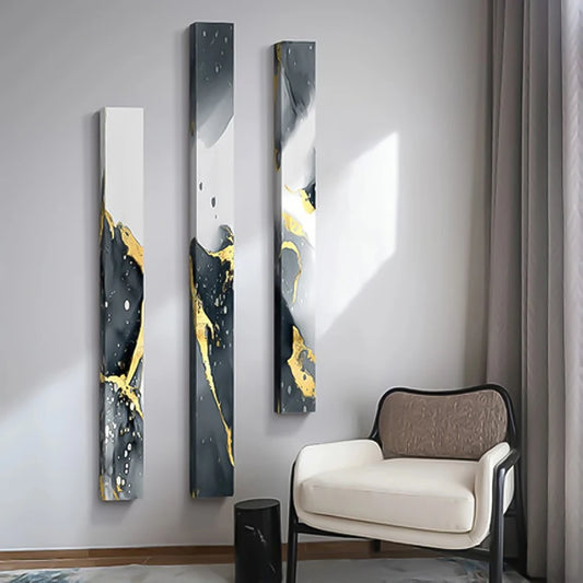 Abstract Gray Liquid Marble Wall Art Fine Art Canvas Prints Tall Vertical Slim Format Pictures For Modern Loft Apartment Living Room Home Office Decor