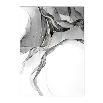 Abstract Black White Liquid Marble Poster Wall Art Fine Art Canvas Prints Modern Minimalist Pictures For Living Room Dining Room Home and Office Decor