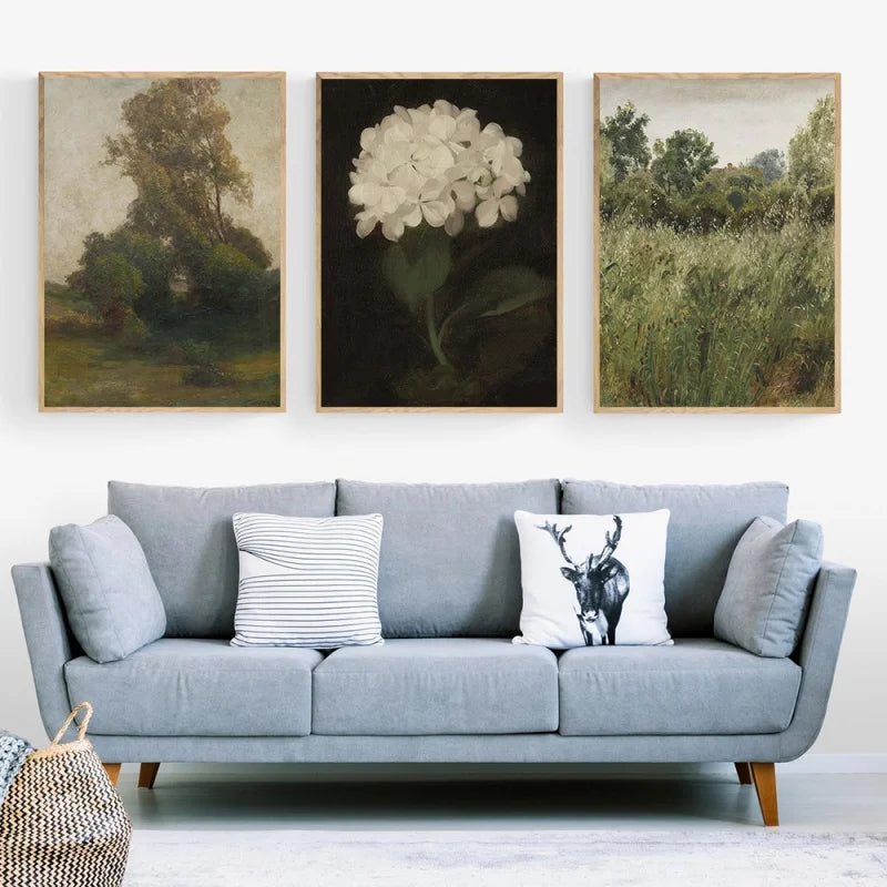* Featured Sale * Vintage Vogue Gallery Wall Art Landscapes Portrait Floral Abstract Portrait Sketch Fine Art Canvas Prints Pictures For Living Room