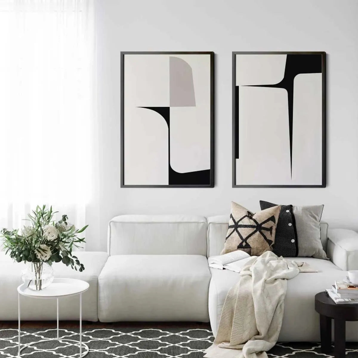 * Featured Sale * Minimalist Abstract Geometric Color Block Wall Art Fine Art Canvas Prints Pictures For Modern Apartment Decor (Set of 2Pcs)