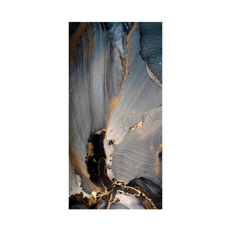 Set of 3Pcs Abstract Golden Blue Liquid Marble Print Wall Art Fine Art Canvas Prints Pictures For Modern Living Room Bedroom Home Office Decor