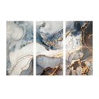 Set of 3Pcs Abstract Golden Blue Liquid Marble Print Wall Art Fine Art Canvas Prints Pictures For Modern Living Room Bedroom Home Office Decor