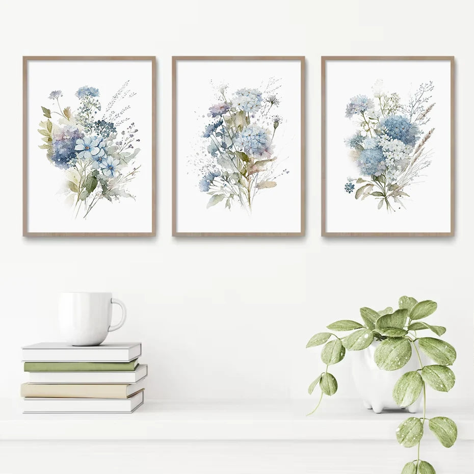 Minimalist Wild Meadow Flowers Watercolor Wall Art Fine Art Canvas Prints Botanical Posters Pictures For Living Room Home Decor