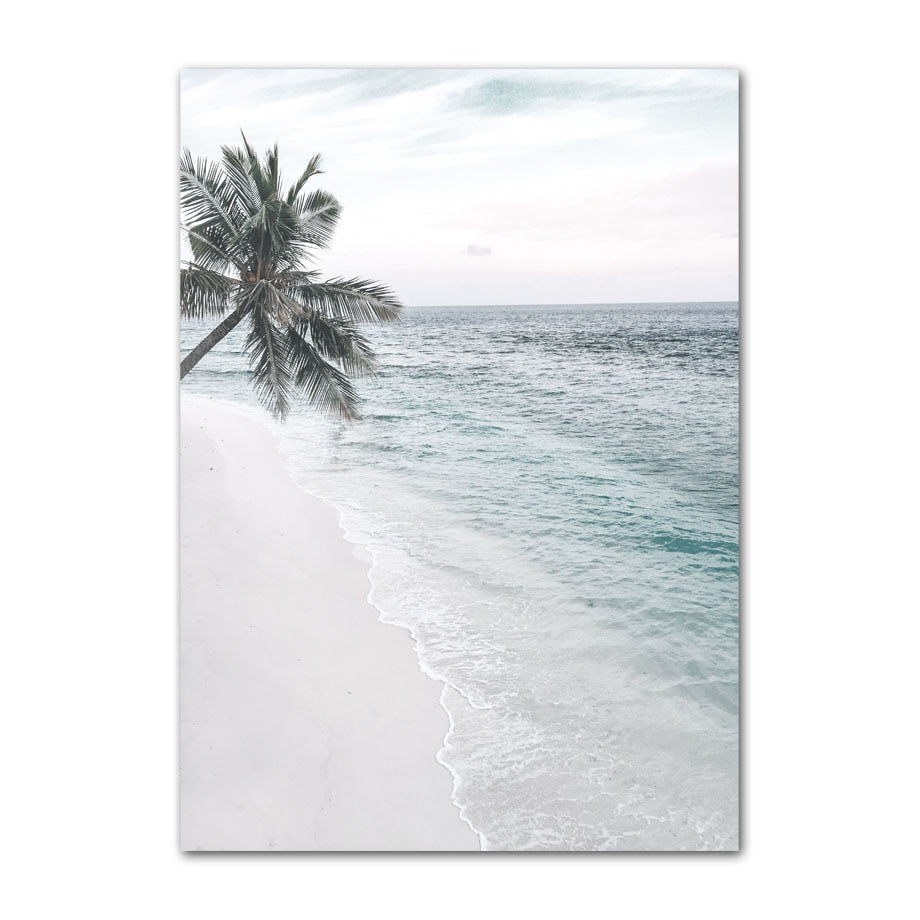 Beach Sea Ocean Poster Wall Art Canvas Painting Bridge Leaves Turtle Seagull Print Vibrant Summer Picture Nordic Home Decoration