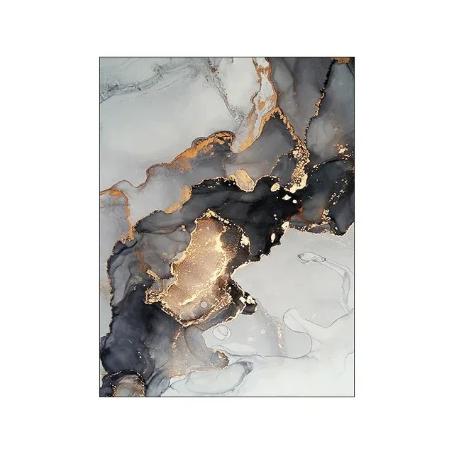 Black Golden Gray Marble Print Wall Art Fine Art Canvas Prints Abstract Pictures For Modern Apartment Living Room Home Office Decor