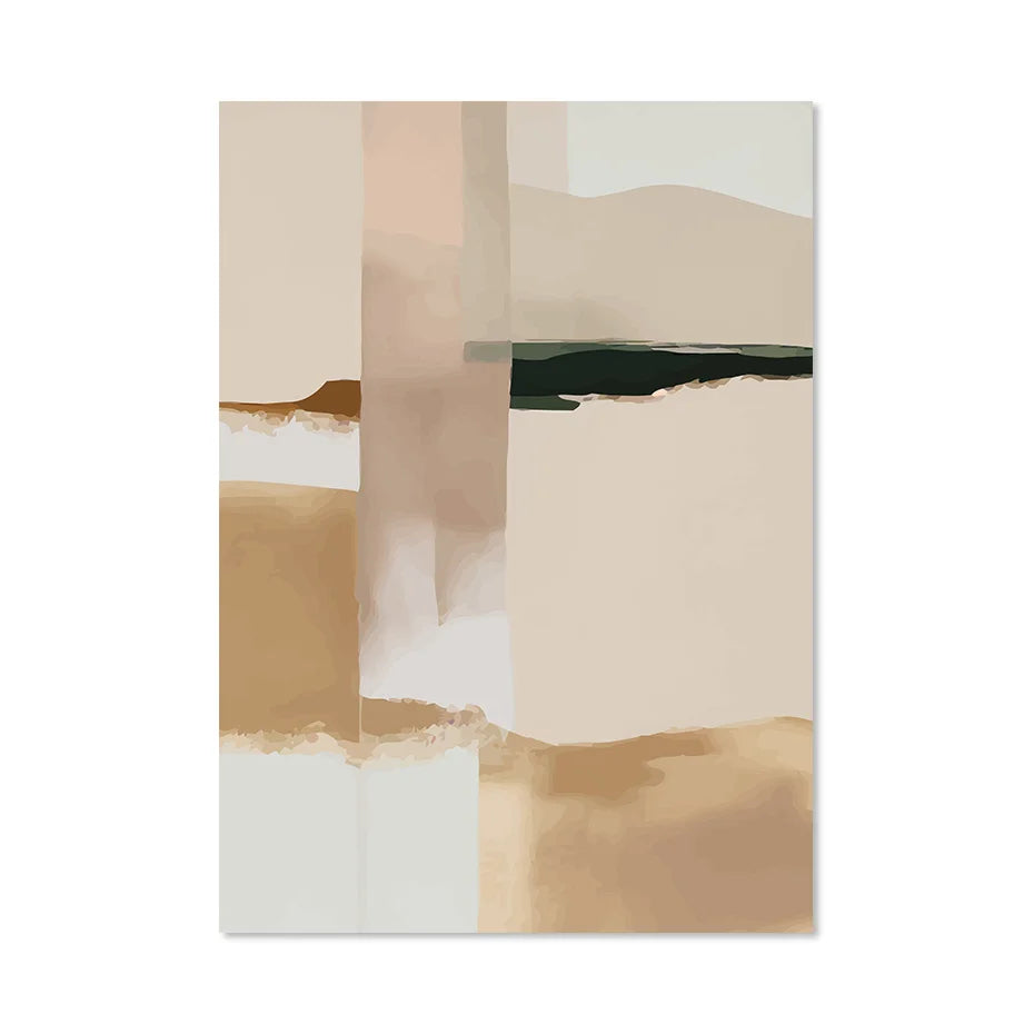 Neutral Color Blocks Beige Black Wall Art Fine Art Canvas Prints Modern Abstract Pictures For Living Room Bedroom Art Decor
