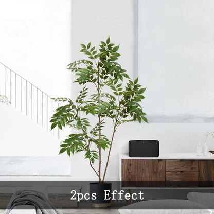Lush Greenery Faux Plants For Creative Interior Landscaping 110cm Large Tree Branch Varnished Leaves Tall Green Fake Houseplant For Home Garden Indoor Outdoor Decor