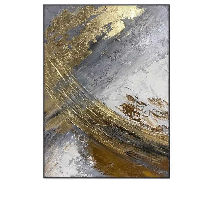 * Hand Painted * Modern Abstract Wall Art Large Format Golden Painting Textured Brush Strokes Acrylic Oil On Canvas Picture For Luxury Living Room