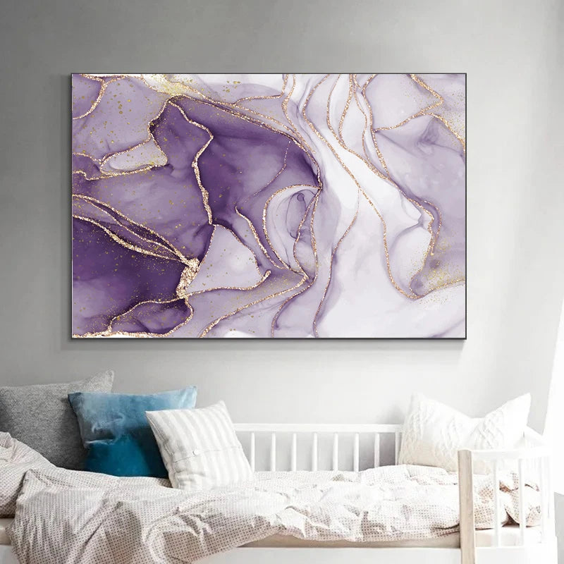 Purple Mauve Liquid Marble Print Wall Art Fine Art Canvas Prints Chic Abstract Pictures For Living Room Bedroom Boutique Salon Art Decor 2025