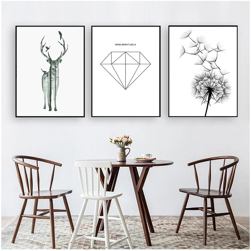 Minimalist Lifestyle Nordic Nature Nature Deer Forest Wall Art Fine Art Canvas Prints Pictures For Living Room Dining Room Art For Modern Living