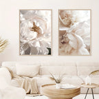 * Featured Sale * Set of 3Pcs White Petals Modern Floral Wall Art Fine Art Canvas Prints Beautiful Botanical Pictures For Living Room Bedroom Art Decor
