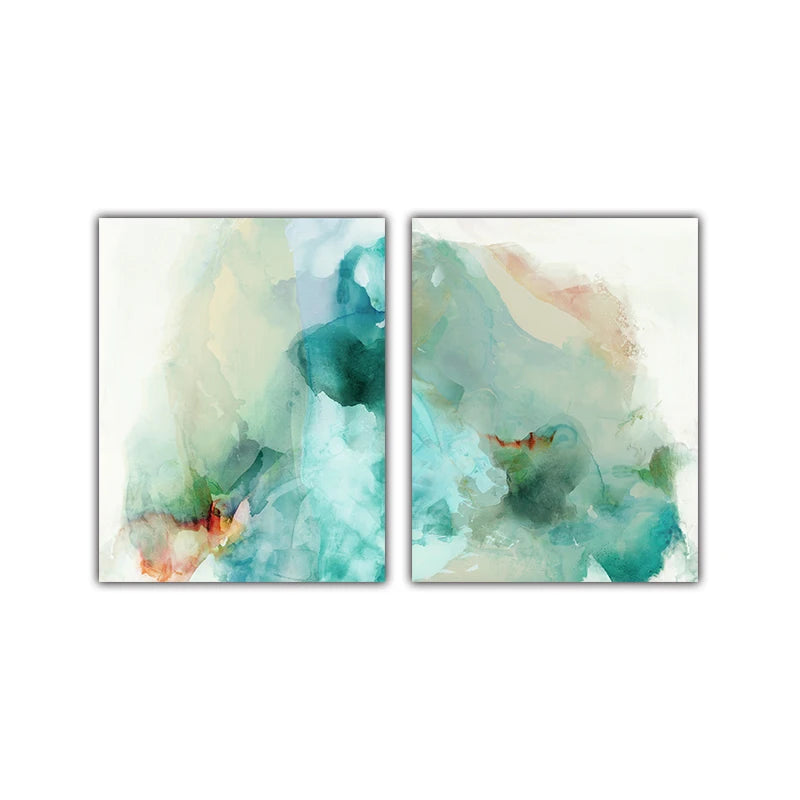 Abstract Teal Emerald Aquamarine Liquid Marble Print Wall Art Fine Art Canvas Prints Nordic Pictures For Modern Apartment Living Room Decor