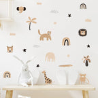 Cute African Safari Animals Wall Decals For Children's Nursery Room Creative DIY Removable Peel & Stick PVC Wall Sticks For Kid's Room Wall Decor
