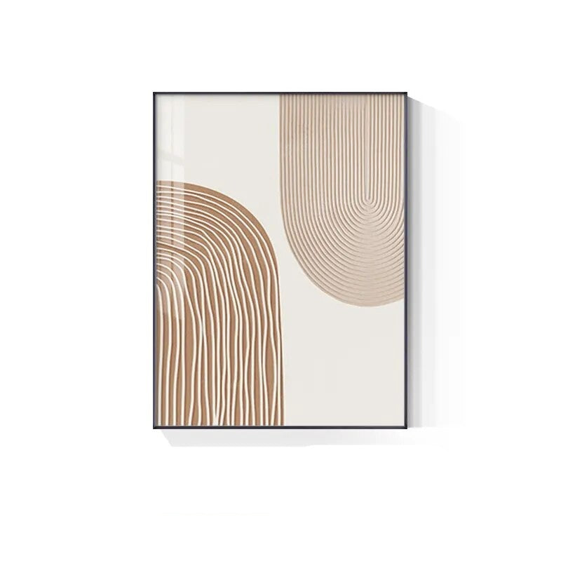Neutral Colors Line & Curve Wall Art Fine Art Canvas Prints Modern Abstract Pictures For Minimalist Living Room Contemporary Interiors