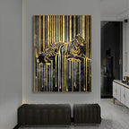 Modern Abstract Golden Zebra Lines Lion Elephant Tiger Wall Art Fine Art Canvas Prints Pictures For Luxury Apartment Living Room Dining Room Art Decor