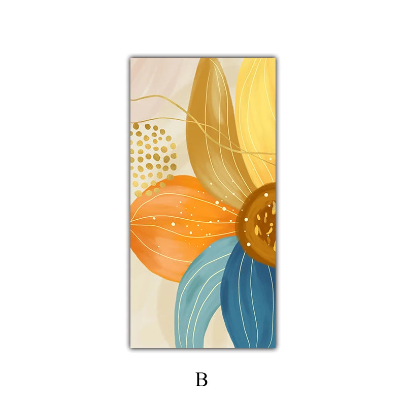 Big Floral Colorful Abstract Wall Art Fine Art Canvas Prints Orange Yellow Petal Flower Posters Pictures For Living Room Home Decor