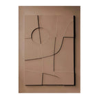 Abstract art piece with geometric shapes on a beige background