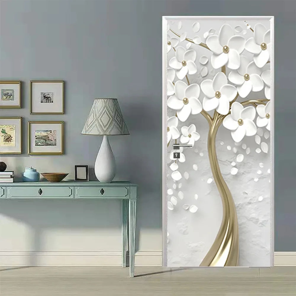 Modern Abstract Pearl Geometric Door Sticker Mural Removable PVC Vinyl Peel N Stick Wall Art Mural Decal For Interior Doors Creative DIY Home Decor