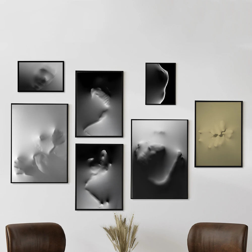 Modern Art Abstract Ghostly Faces In The Wall Canvas Prints Black White Wall Art Posters Pictures For Living Room Bedroom Art Decor