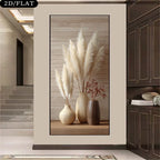 Neutral Pampas Grass Vase Boho Wall Art Fine Art Canvas Print – Modern Still Life Artwork for Living Room and Hallway Decor