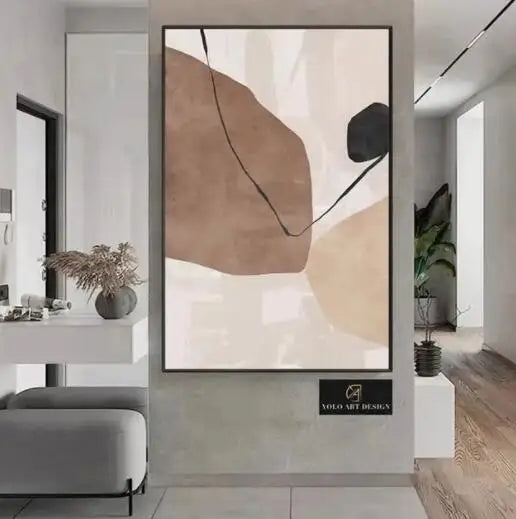 Modern Abstract Neutral Tones Color Block Wall Art Fine Art Canvas Prints Pictures For Living Room Entrance Hall Home Office Art Decor