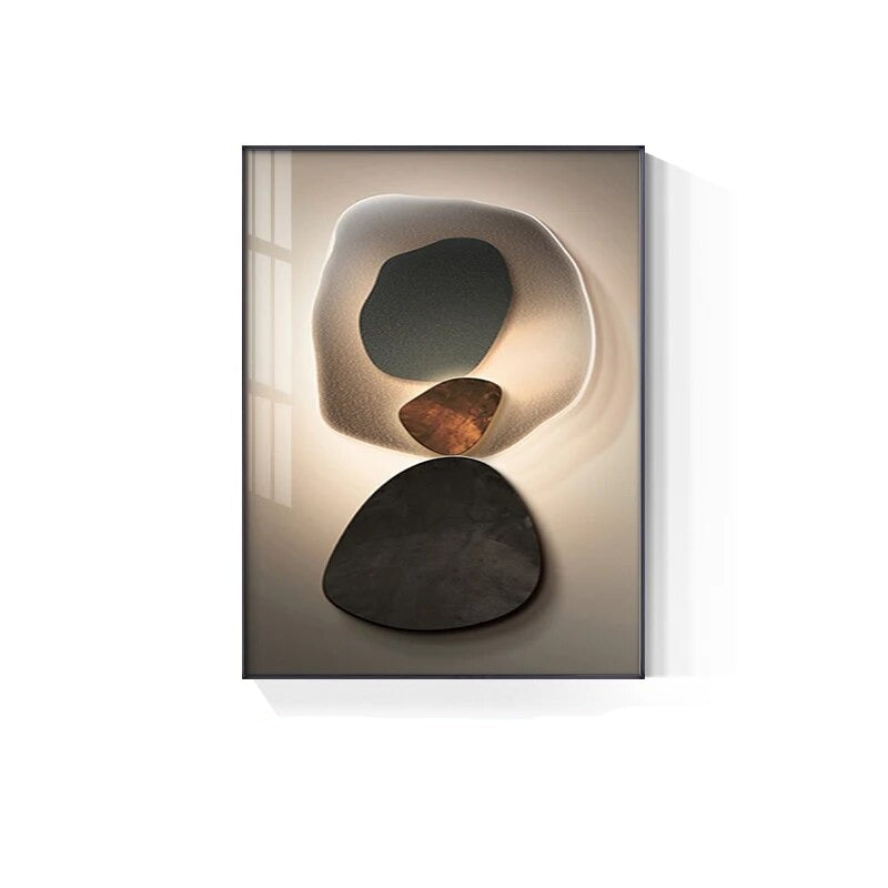 Neutral Color Abstract Black Pebble Wall Art Fine Art Canvas Prints Modern Aesthetics Pictures For Living Room Dining Room Home Office Decor