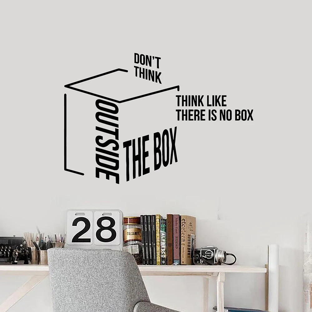 Alternative Think Outside The Box Wall Decal Motivation Quote For Office Idea Wall Stickers Removable Mural For Inspirational Creative Thinking