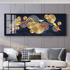 Auspicious Feng Shui Abstract Golden Fish Wall Art Fine Art Canvas Prints Wide Format Pictures For Living Room Above The Sofa Art For Above The Bed