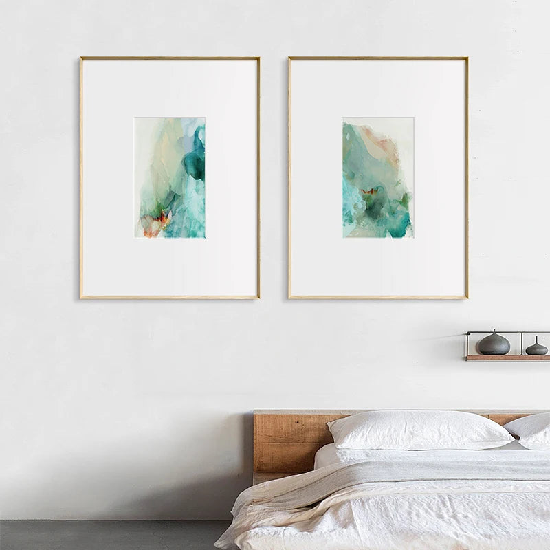 Abstract Teal Emerald Aquamarine Liquid Marble Print Wall Art Fine Art Canvas Prints Nordic Pictures For Modern Apartment Living Room Decor