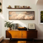 Large Neutral Beige Cloudscape Wall Art Fine Art Canvas Print Soft Atmospheric Cream Cloud Sky Landscape Art For Living Room