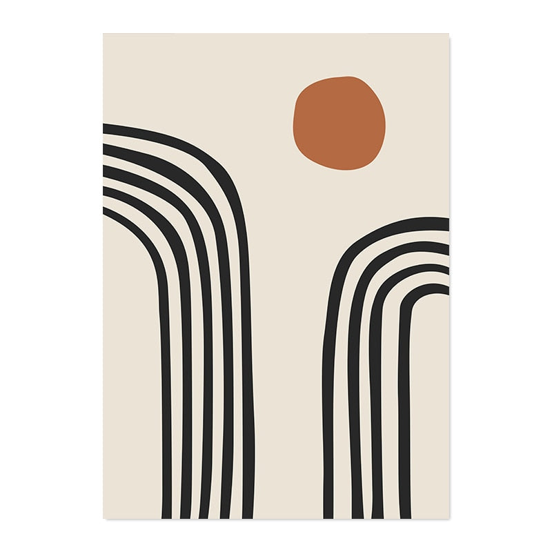 Modern Geometric Wall Art Abstract Line Shape And Form Fine Art Canvas Prints Black Beige Terracotta Pictures For Living Room Decor