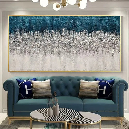 * Hand Painted * Large Format Modern Abstract Acrylic Oil Painting For Living Room Above Sofa Dining Room Art Decor - Unique Hand Painted Acrylic Oil Painting On Canvas