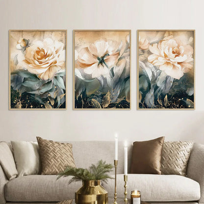 Serene Pastel Petals Floral Abstract Wall Art Fine Art Canvas Prints Modern Botany Pictures For Living Room Dining Room Art Decor