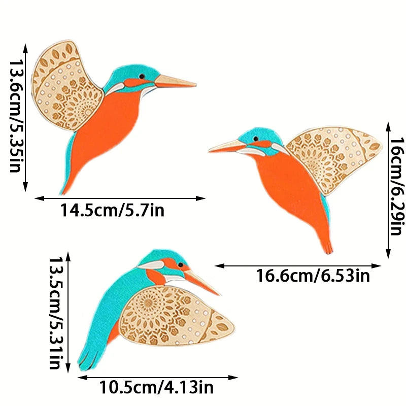 Set of 3Pcs Nordic Vintage Wooden Blackbirds Wall Decoration For Living Room Dining Room Bedroom Scandinavian Style Home Decor