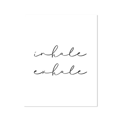 Inhale Exhale Minimalist Inspirational Meditation Poster Wall Art Fine Art Canvas Prints For Yoga Studio Pictures For Modern Home Decor