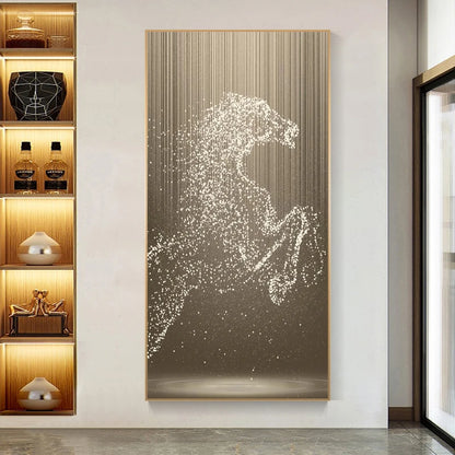 Minimalist Abstract Light Splash Horse Wall Art Fine Art Canvas Prints Equestrian Pictures For Modern Living Room Entranceway Foyer Art Decor